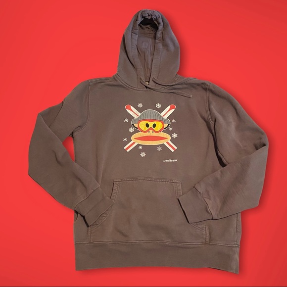 Paul Frank Other - Paul Frank Monkey Hoodie Gray Pullover Large Drawstring Mens Grey